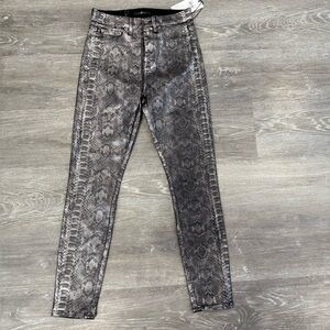 Y2K 2000s 7 For All Mankind Gray Snake Print Skinny Jeans, Size 26. New!